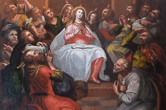 Peinture d’un retable représentant la pentecôte, XVIIIe siècle, dans l’église de Dives-sur-Mer, Calvados